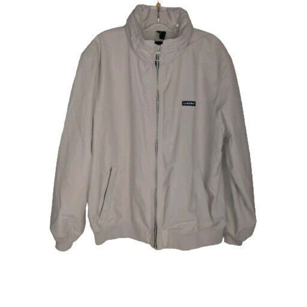 Lands End ivory‎ Mesh Lined Jacket Mens XL 46-48 Bomber Coat Nylon